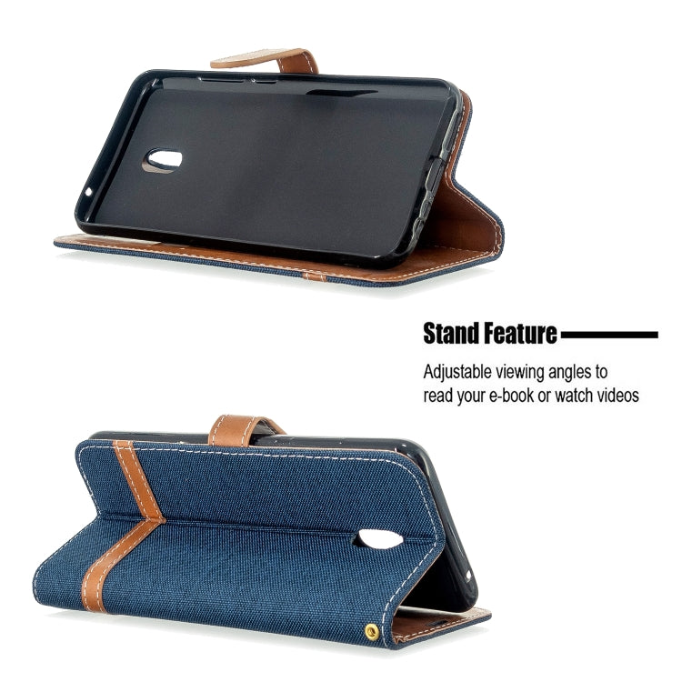 For Xiaomi Redmi 8A Color Matching Denim Texture Horizontal Flip PU Leather Case with Holder & Card Slots & Wallet & Lanyard