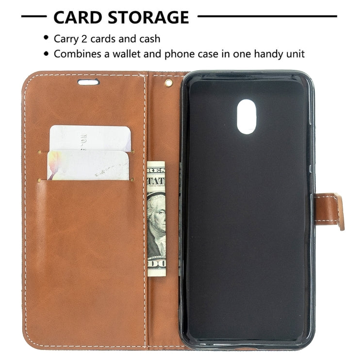 For Xiaomi Redmi 8A Color Matching Denim Texture Horizontal Flip PU Leather Case with Holder & Card Slots & Wallet & Lanyard
