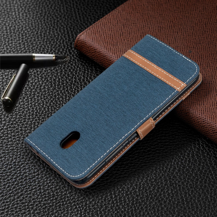 For Xiaomi Redmi 8A Color Matching Denim Texture Horizontal Flip PU Leather Case with Holder & Card Slots & Wallet & Lanyard