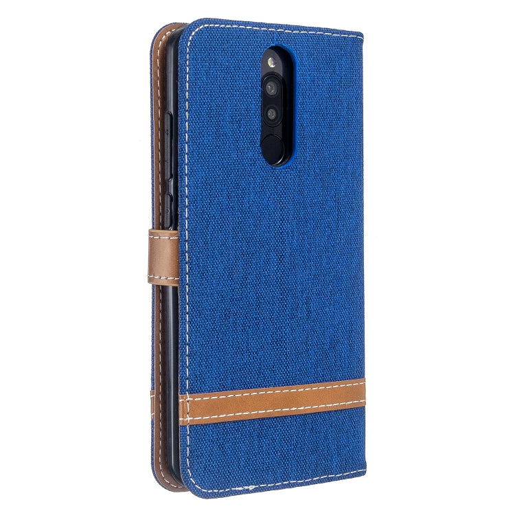 For Xiaomi Redmi 8 Color Matching Denim Texture Horizontal Flip PU Leather Case with Holder & Card Slots & Wallet & Lanyard