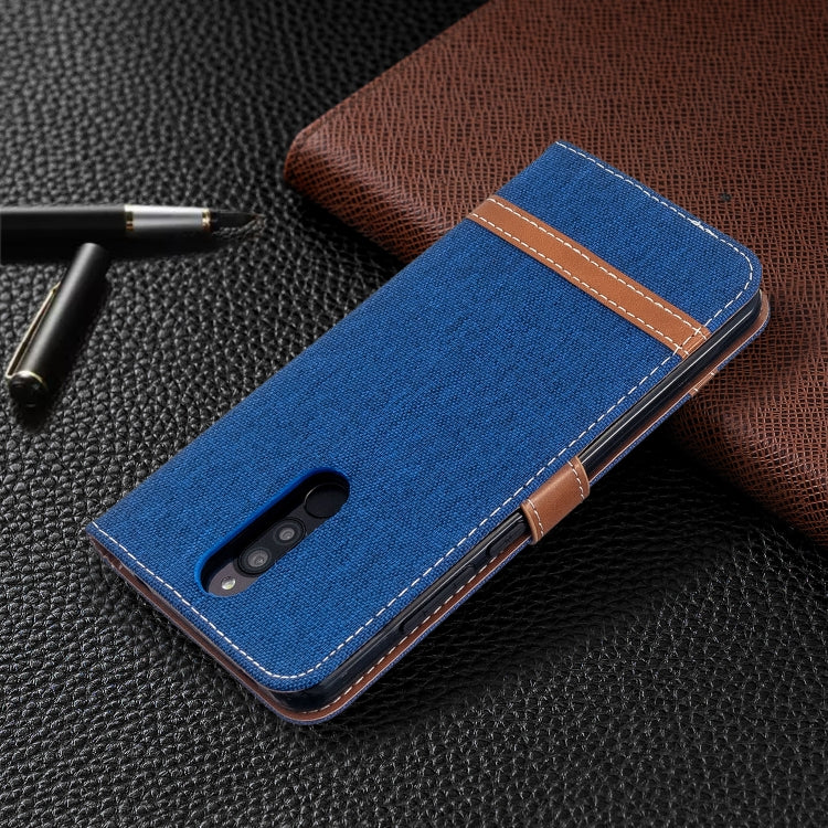 For Xiaomi Redmi 8 Color Matching Denim Texture Horizontal Flip PU Leather Case with Holder & Card Slots & Wallet & Lanyard