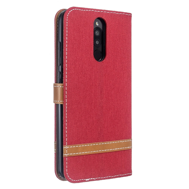 For Xiaomi Redmi 8 Color Matching Denim Texture Horizontal Flip PU Leather Case with Holder & Card Slots & Wallet & Lanyard