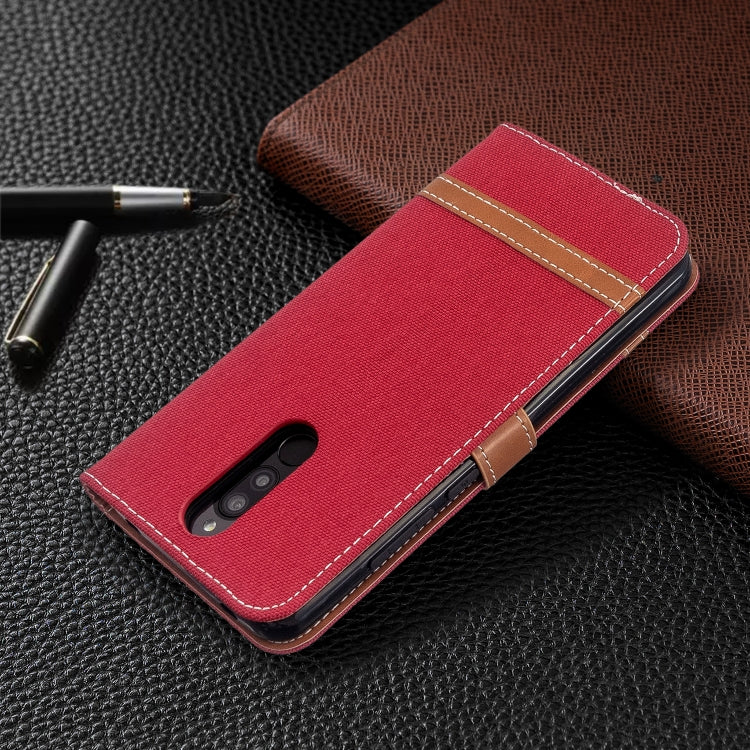 For Xiaomi Redmi 8 Color Matching Denim Texture Horizontal Flip PU Leather Case with Holder & Card Slots & Wallet & Lanyard