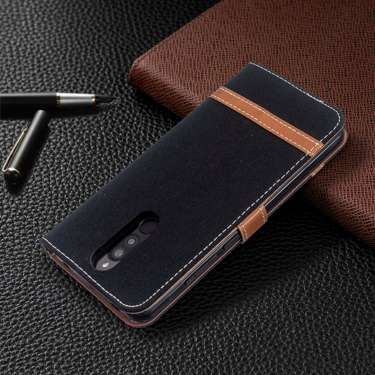 For Xiaomi Redmi 8 Color Matching Denim Texture Horizontal Flip PU Leather Case with Holder & Card Slots & Wallet & Lanyard