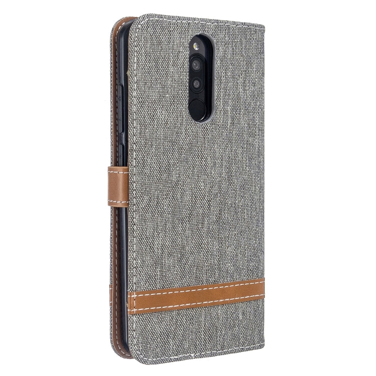 For Xiaomi Redmi 8 Color Matching Denim Texture Horizontal Flip PU Leather Case with Holder & Card Slots & Wallet & Lanyard