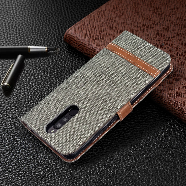 For Xiaomi Redmi 8 Color Matching Denim Texture Horizontal Flip PU Leather Case with Holder & Card Slots & Wallet & Lanyard