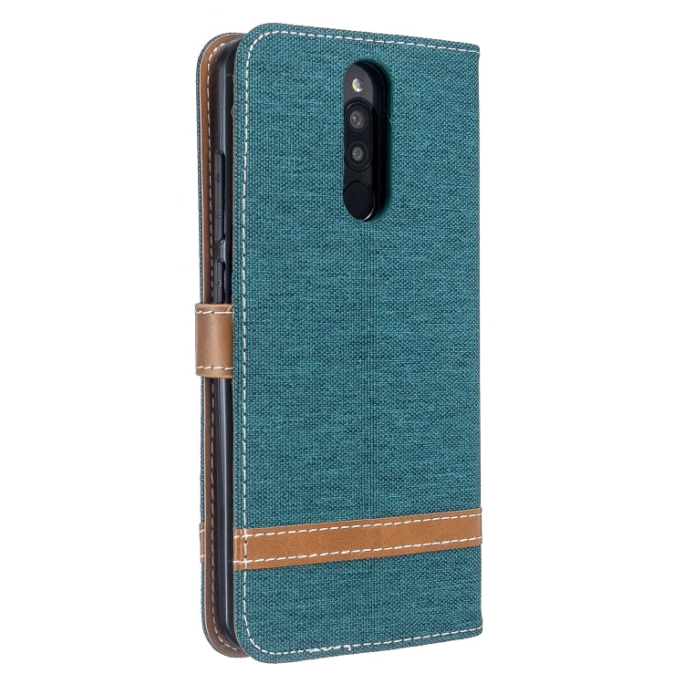 For Xiaomi Redmi 8 Color Matching Denim Texture Horizontal Flip PU Leather Case with Holder & Card Slots & Wallet & Lanyard