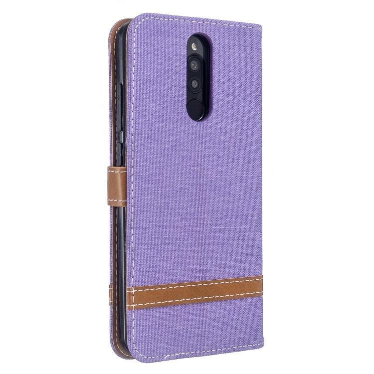 For Xiaomi Redmi 8 Color Matching Denim Texture Horizontal Flip PU Leather Case with Holder & Card Slots & Wallet & Lanyard