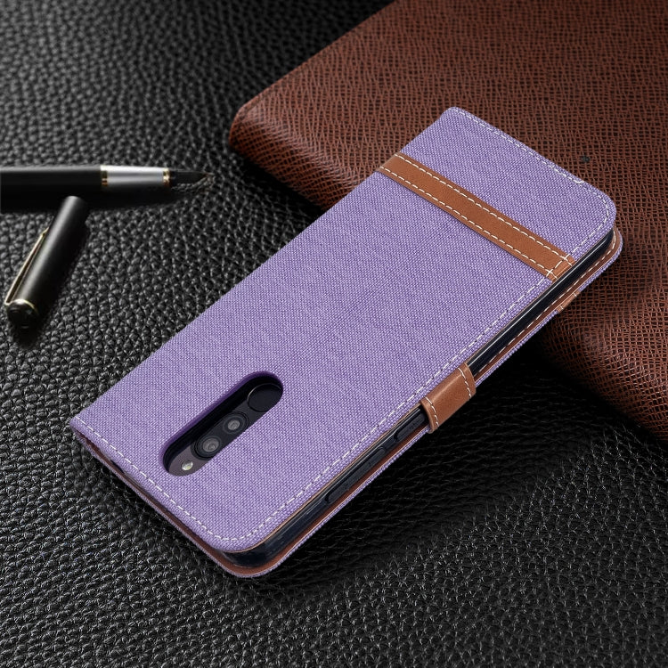 For Xiaomi Redmi 8 Color Matching Denim Texture Horizontal Flip PU Leather Case with Holder & Card Slots & Wallet & Lanyard