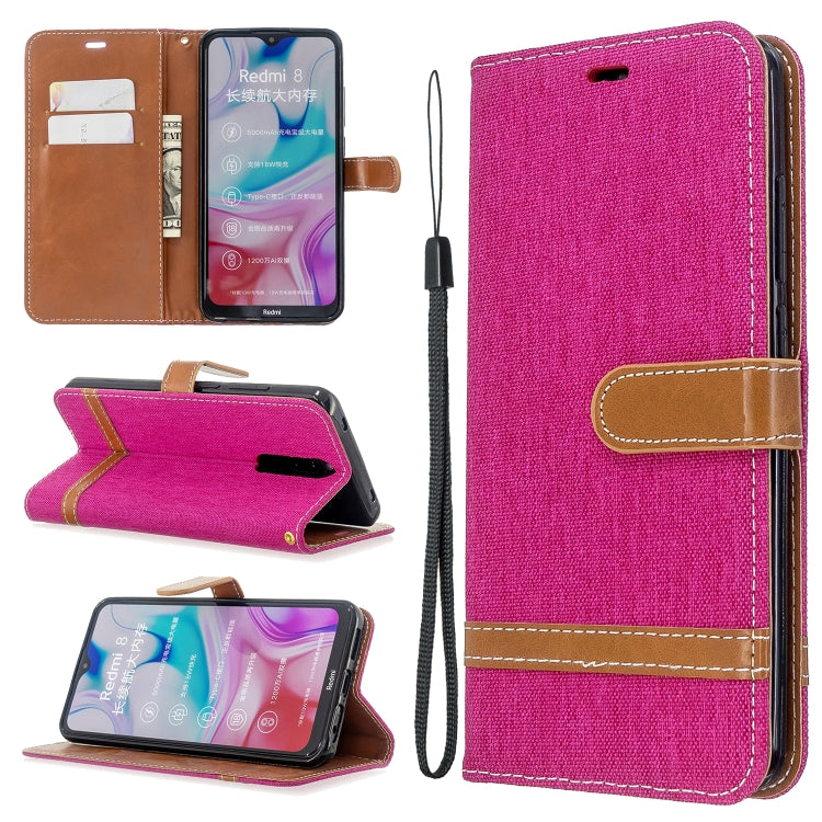 For Xiaomi Redmi 8 Color Matching Denim Texture Horizontal Flip PU Leather Case with Holder & Card Slots & Wallet & Lanyard