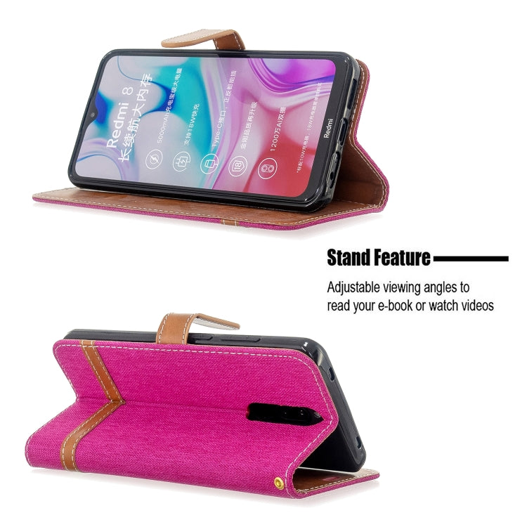 For Xiaomi Redmi 8 Color Matching Denim Texture Horizontal Flip PU Leather Case with Holder & Card Slots & Wallet & Lanyard