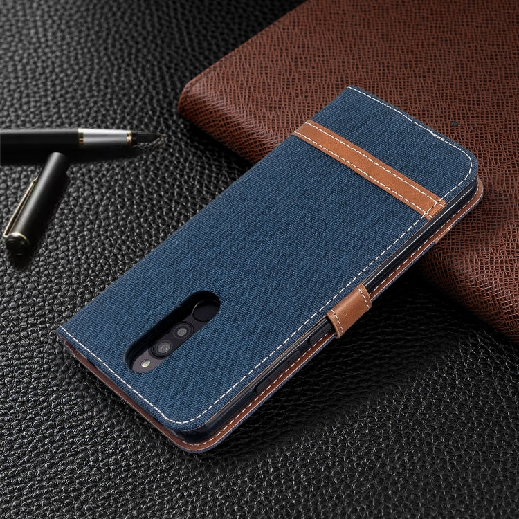 For Xiaomi Redmi 8 Color Matching Denim Texture Horizontal Flip PU Leather Case with Holder & Card Slots & Wallet & Lanyard