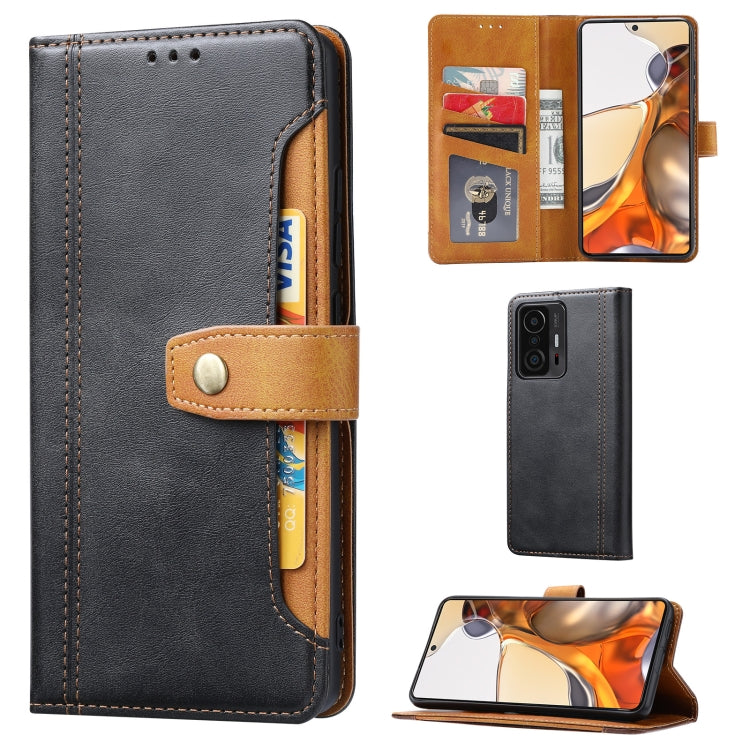 For Xiaomi Mi 11T / Mi 11T Pro Calf Texture Double Fold Clasp Horizontal Flip Leather Case with Photo Frame & Holder & Card Slots & Wallet