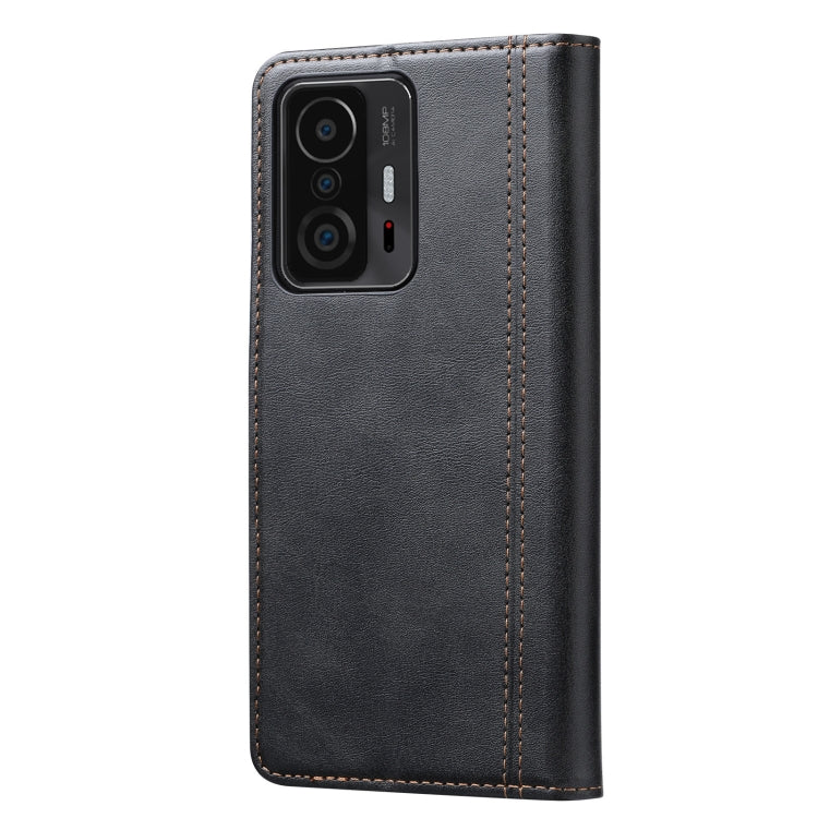 For Xiaomi Mi 11T / Mi 11T Pro Calf Texture Double Fold Clasp Horizontal Flip Leather Case with Photo Frame & Holder & Card Slots & Wallet
