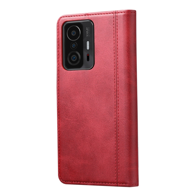 For Xiaomi Mi 11T / Mi 11T Pro Calf Texture Double Fold Clasp Horizontal Flip Leather Case with Photo Frame & Holder & Card Slots & Wallet