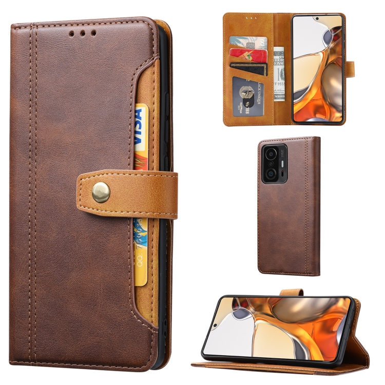 For Xiaomi Mi 11T / Mi 11T Pro Calf Texture Double Fold Clasp Horizontal Flip Leather Case with Photo Frame & Holder & Card Slots & Wallet