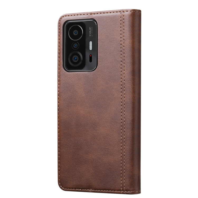 For Xiaomi Mi 11T / Mi 11T Pro Calf Texture Double Fold Clasp Horizontal Flip Leather Case with Photo Frame & Holder & Card Slots & Wallet