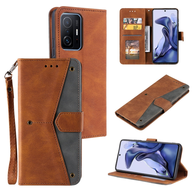 For Xiaomi Mi 11T Stitching Calf Texture Horizontal Flip Leather Case with Holder & Card Slots & Wallet