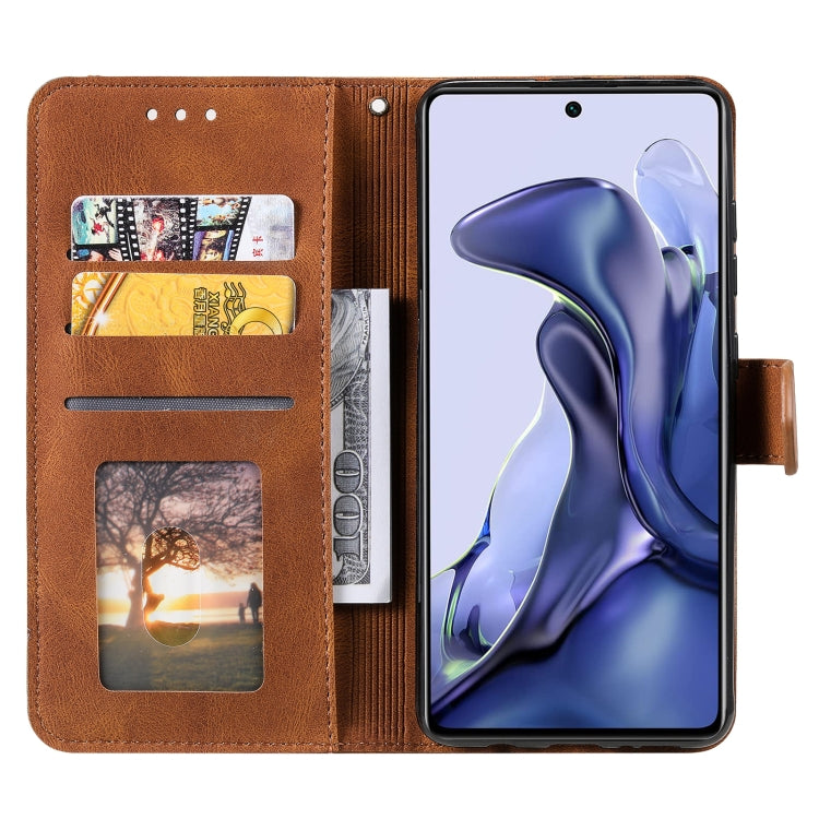 For Xiaomi Mi 11T Stitching Calf Texture Horizontal Flip Leather Case with Holder & Card Slots & Wallet