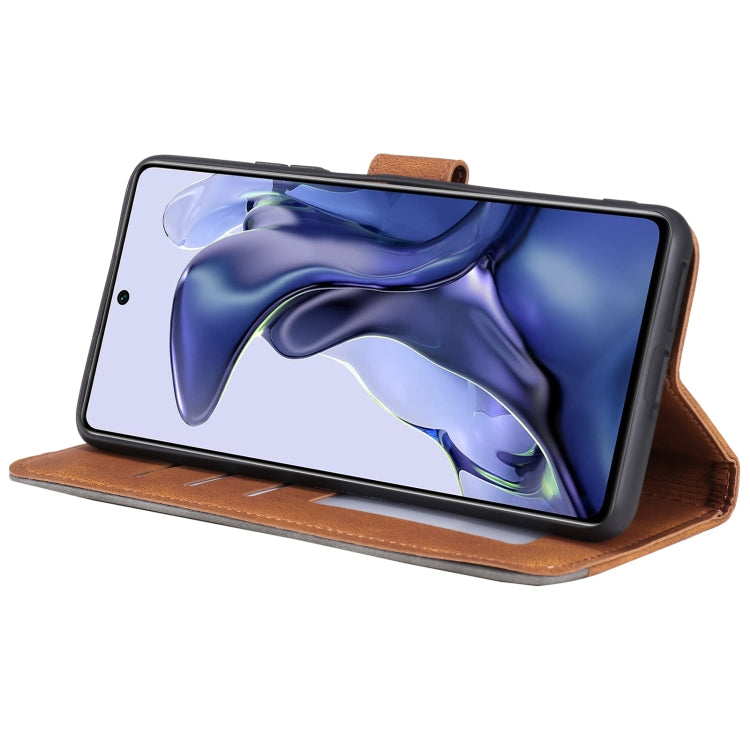 For Xiaomi Mi 11T Stitching Calf Texture Horizontal Flip Leather Case with Holder & Card Slots & Wallet