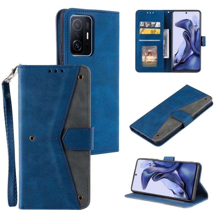 For Xiaomi Mi 11T Stitching Calf Texture Horizontal Flip Leather Case with Holder & Card Slots & Wallet