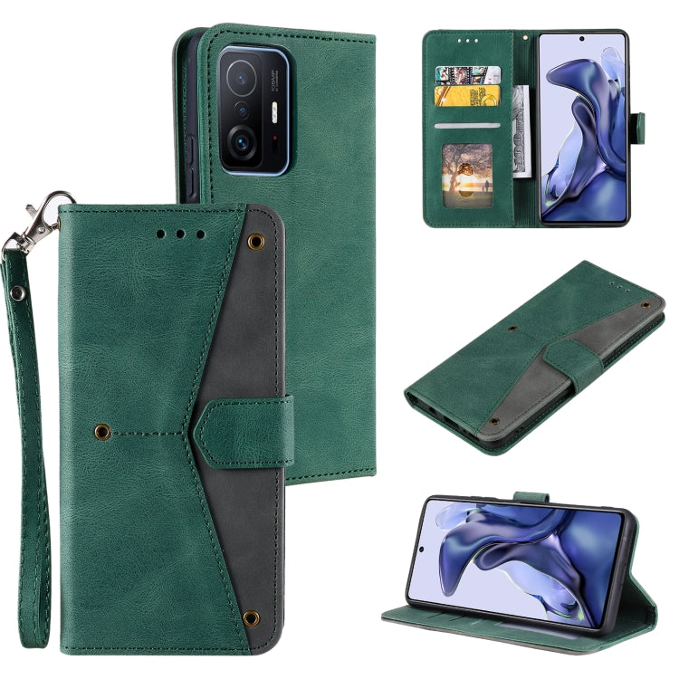 For Xiaomi Mi 11T Stitching Calf Texture Horizontal Flip Leather Case with Holder & Card Slots & Wallet