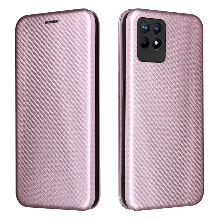 For OPPO Realme 8i Carbon Fiber Texture Horizontal Flip TPU + PC + PU Leather Case with Card Slot