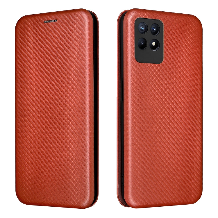 For OPPO Realme 8i Carbon Fiber Texture Horizontal Flip TPU + PC + PU Leather Case with Card Slot