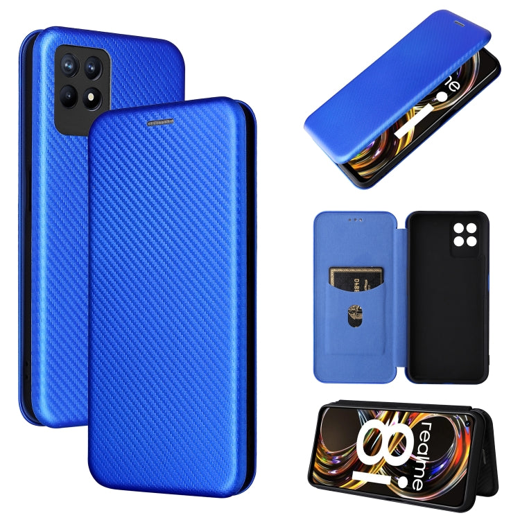 For OPPO Realme 8i Carbon Fiber Texture Horizontal Flip TPU + PC + PU Leather Case with Card Slot