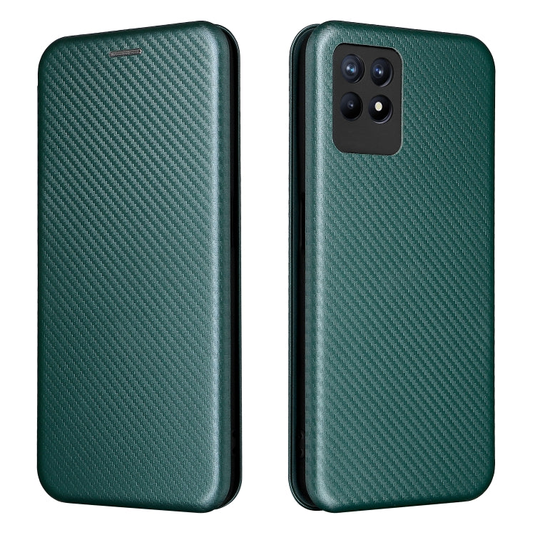 For OPPO Realme 8i Carbon Fiber Texture Horizontal Flip TPU + PC + PU Leather Case with Card Slot