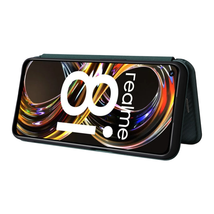 For OPPO Realme 8i Carbon Fiber Texture Horizontal Flip TPU + PC + PU Leather Case with Card Slot