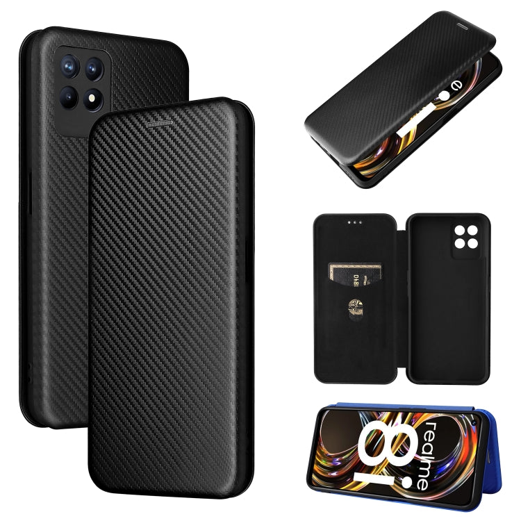 For OPPO Realme 8i Carbon Fiber Texture Horizontal Flip TPU + PC + PU Leather Case with Card Slot