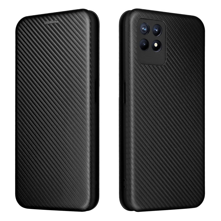 For OPPO Realme 8i Carbon Fiber Texture Horizontal Flip TPU + PC + PU Leather Case with Card Slot