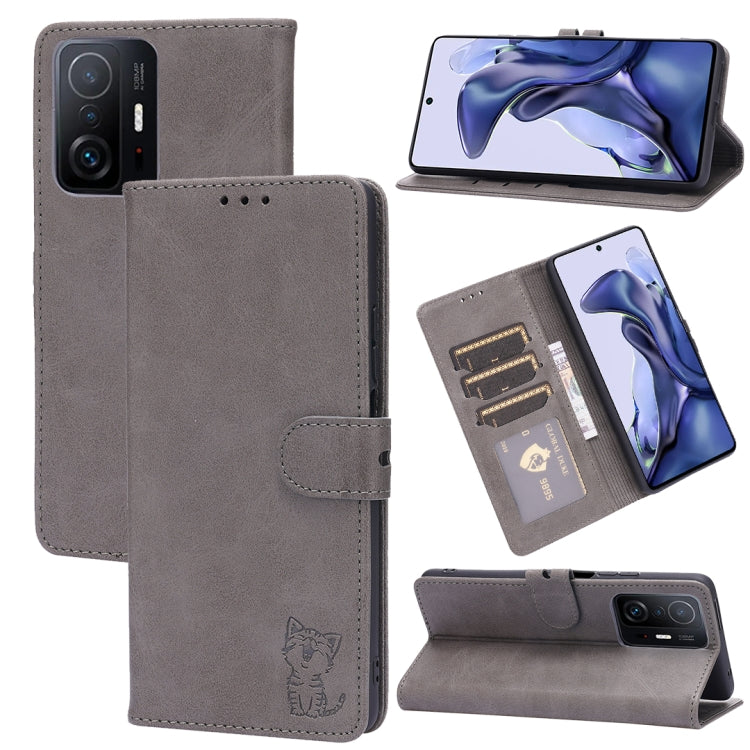 For Xiaomi Redmi 10 Embossed Happy Cat Pattern Horizontal Flip Leather Case with Holder & Card Slots & Wallet