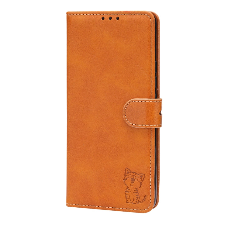 For Xiaomi Mi 11 Embossed Happy Cat Pattern Horizontal Flip Leather Case with Holder & Card Slots & Wallet