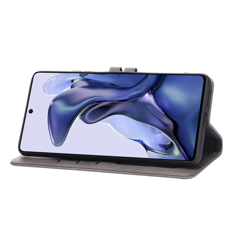 For Xiaomi Mi 11T Embossed Happy Cat Pattern Horizontal Flip Leather Case with Holder & Card Slots & Wallet