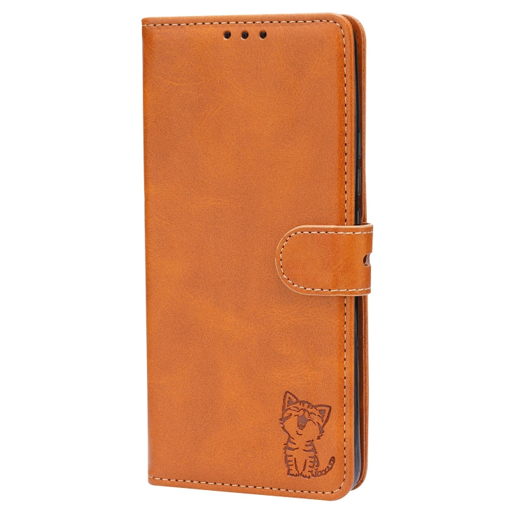 For Xiaomi Mi 11 Ultra Embossed Happy Cat Pattern Horizontal Flip Leather Case with Holder & Card Slots & Wallet