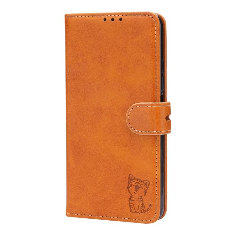 For Xiaomi Mi 11 Lite Embossed Happy Cat Pattern Horizontal Flip Leather Case with Holder & Card Slots & Wallet