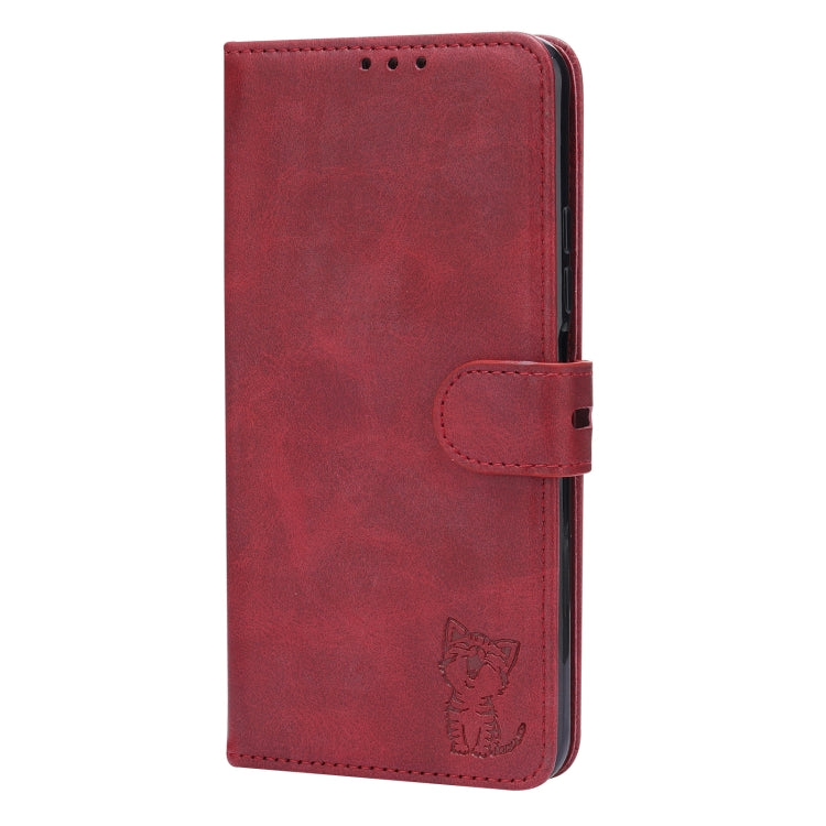 For Xiaomi Mi 11 Lite Embossed Happy Cat Pattern Horizontal Flip Leather Case with Holder & Card Slots & Wallet