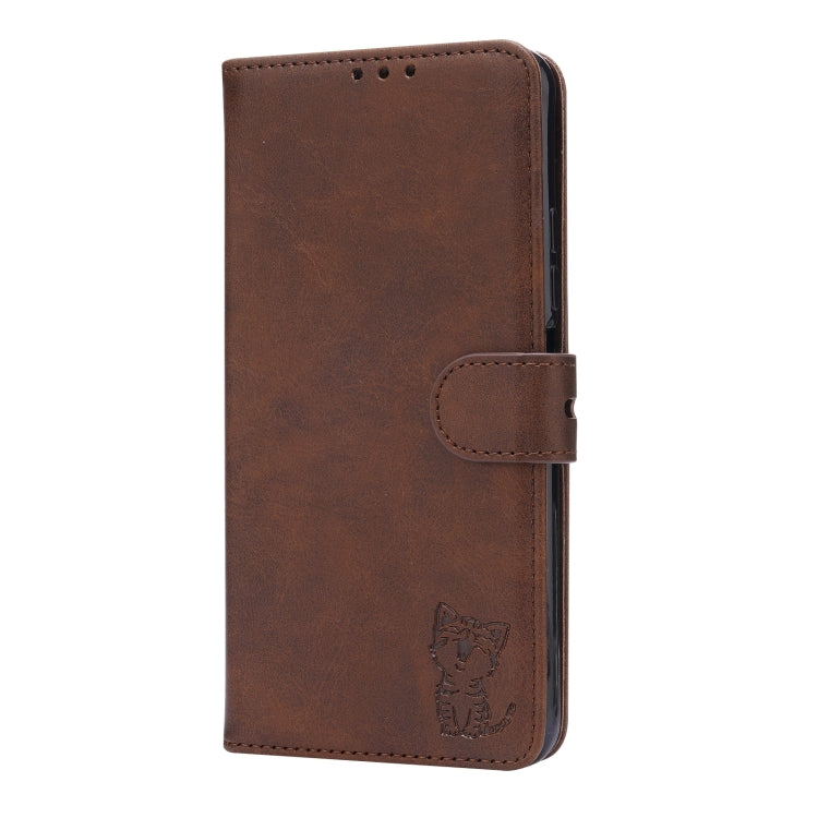 For Xiaomi Mi 11 Lite Embossed Happy Cat Pattern Horizontal Flip Leather Case with Holder & Card Slots & Wallet