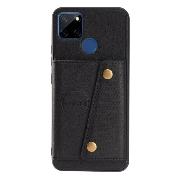 For OPPO Realme C12 Double Buckle PU + TPU Shockproof Magnetic Case with Card Slots & Holder