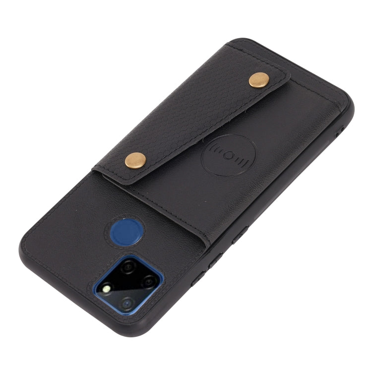 For OPPO Realme C12 Double Buckle PU + TPU Shockproof Magnetic Case with Card Slots & Holder