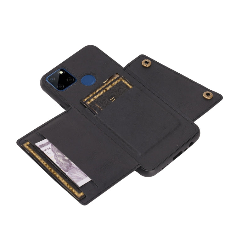 For OPPO Realme C12 Double Buckle PU + TPU Shockproof Magnetic Case with Card Slots & Holder