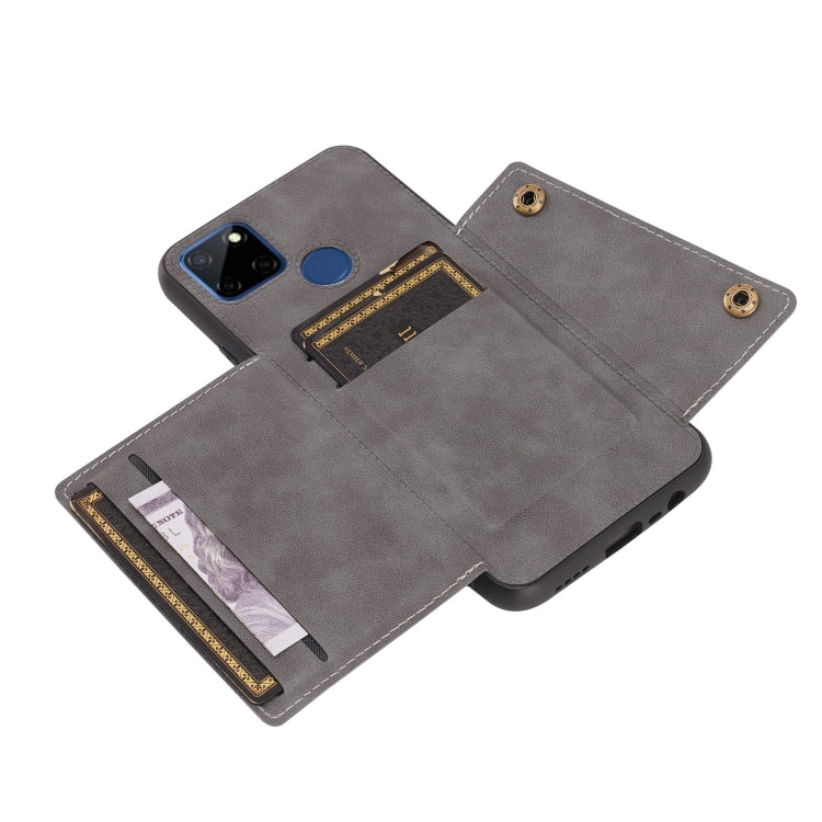 For OPPO Realme C12 Double Buckle PU + TPU Shockproof Magnetic Case with Card Slots & Holder