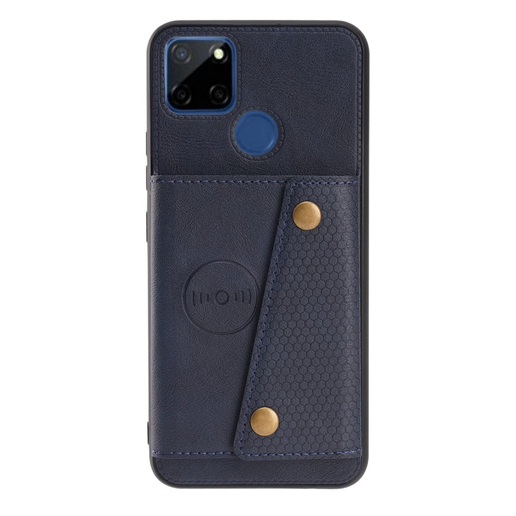 For OPPO Realme C12 Double Buckle PU + TPU Shockproof Magnetic Case with Card Slots & Holder