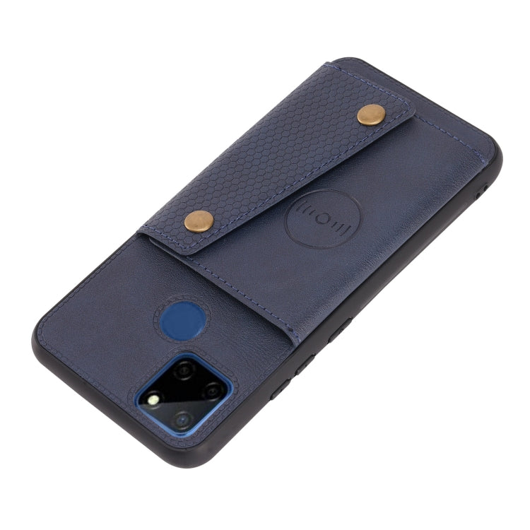 For OPPO Realme C12 Double Buckle PU + TPU Shockproof Magnetic Case with Card Slots & Holder