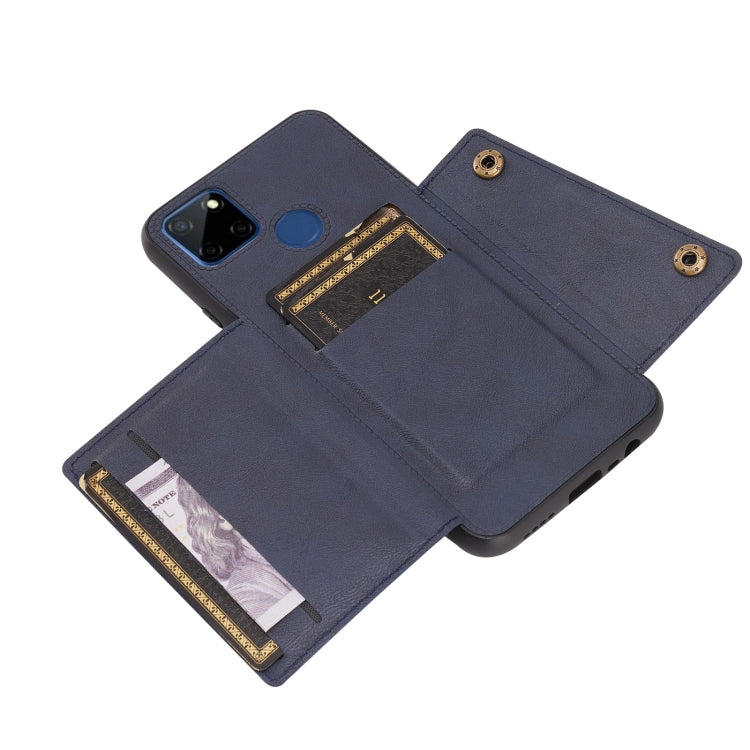 For OPPO Realme C12 Double Buckle PU + TPU Shockproof Magnetic Case with Card Slots & Holder