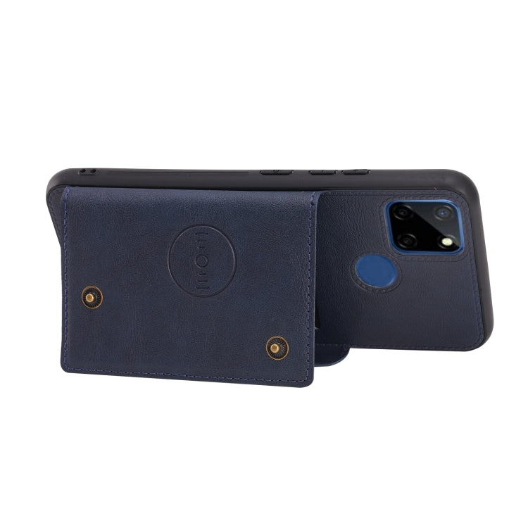 For OPPO Realme C12 Double Buckle PU + TPU Shockproof Magnetic Case with Card Slots & Holder