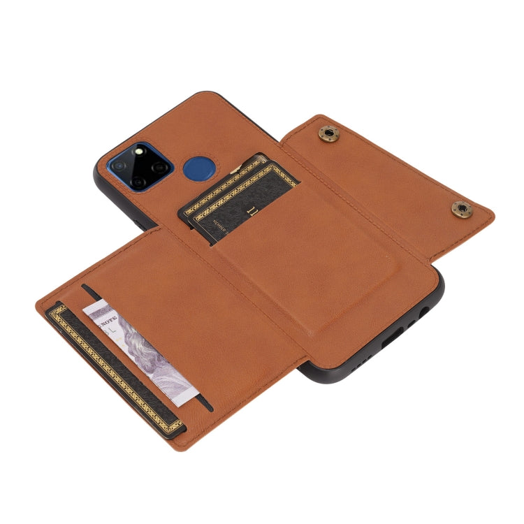 For OPPO Realme C12 Double Buckle PU + TPU Shockproof Magnetic Case with Card Slots & Holder