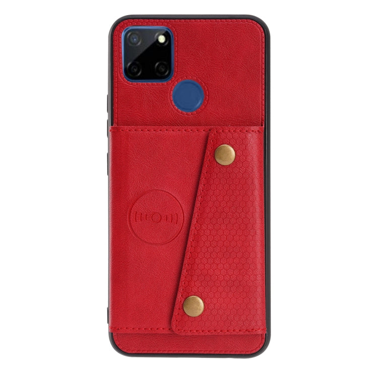 For OPPO Realme C12 Double Buckle PU + TPU Shockproof Magnetic Case with Card Slots & Holder